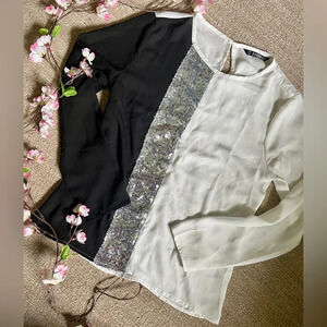 SHEIN Colorblock Sequin Blouse - XS